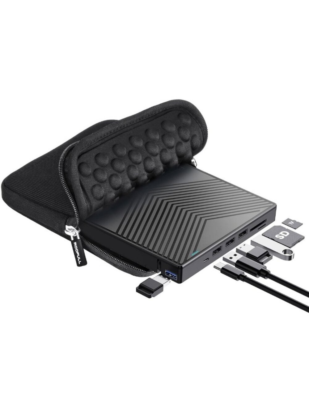 External CD/DVD Drive with 4 USB Ports, 2 SD Card Slots & Protective Case